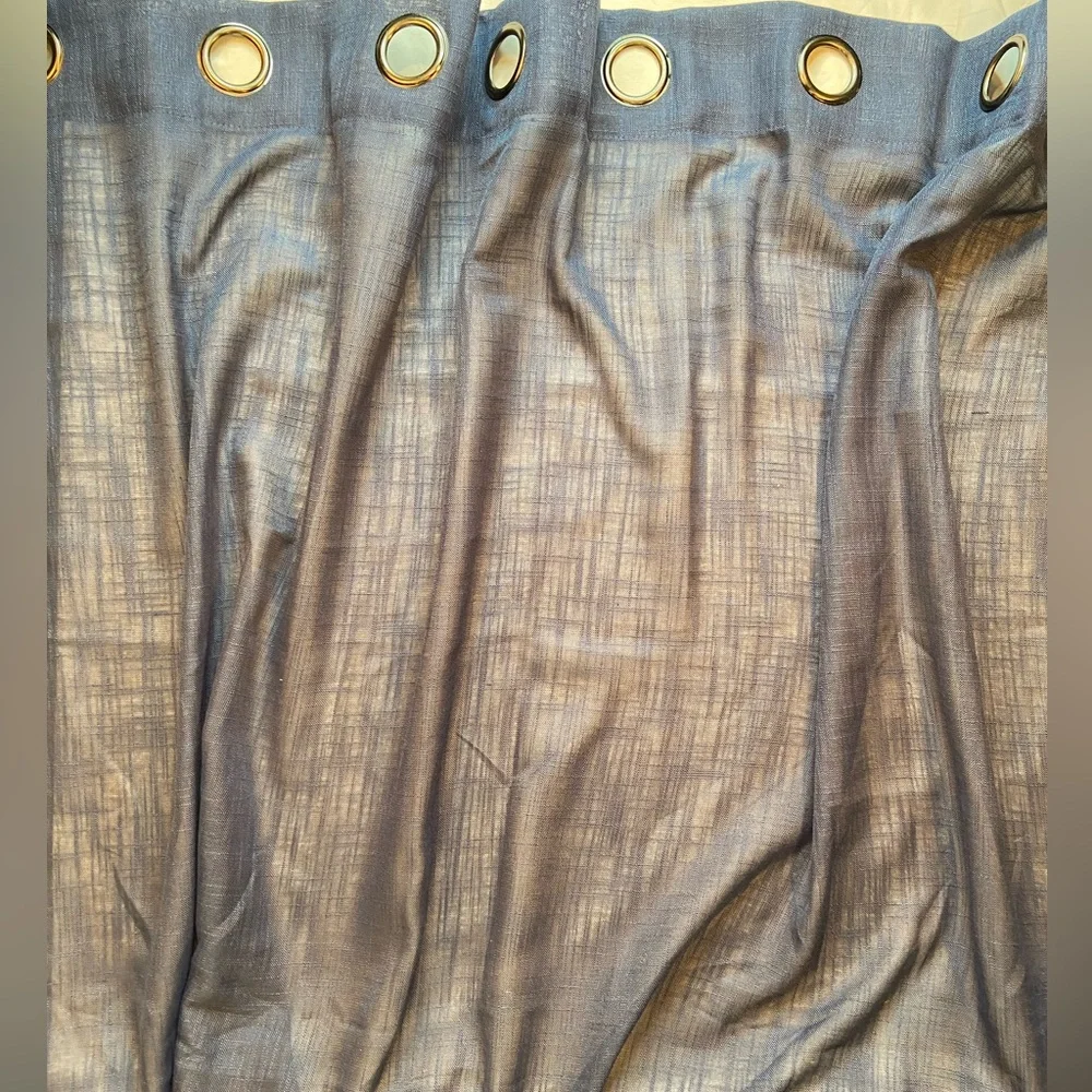 Curtain Panels 2, Blue sheer panels with dark silver grommets,‎ 72” x 54” each